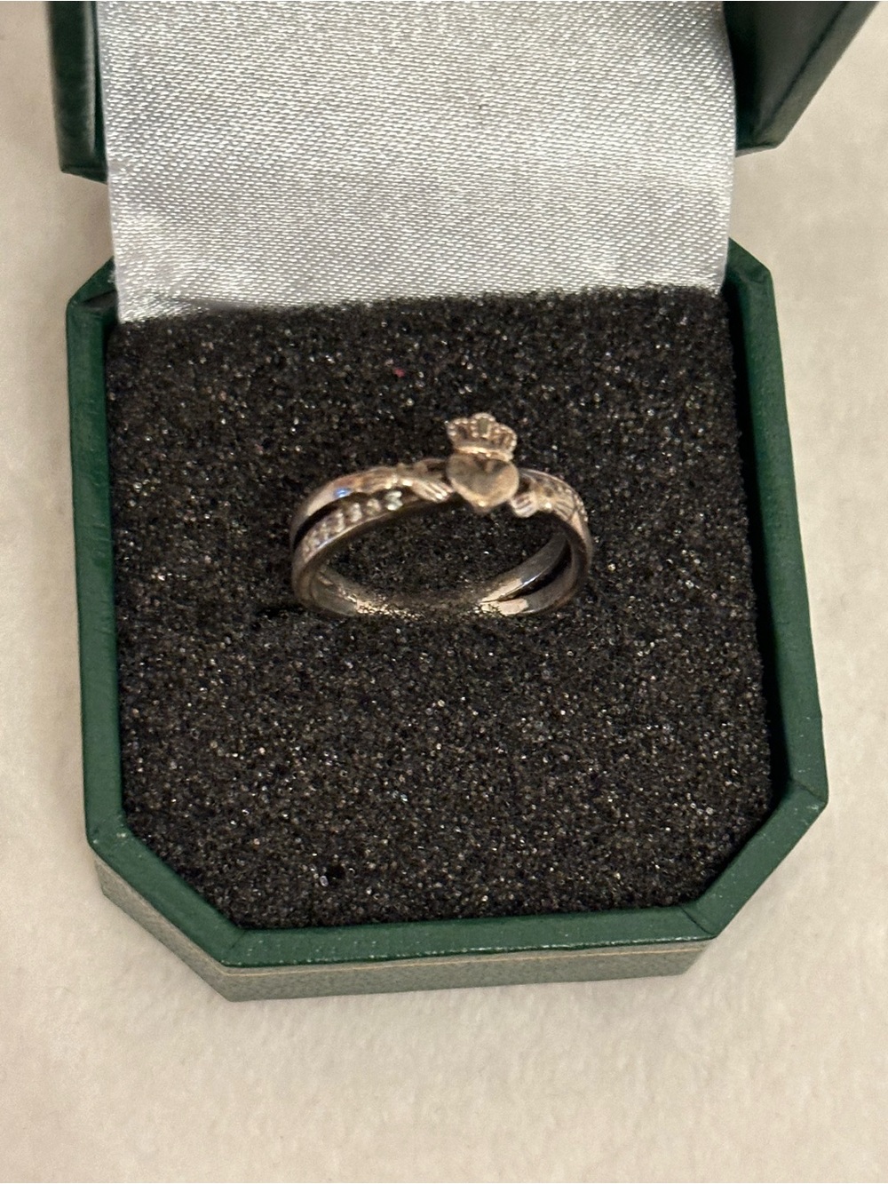 Claddagh Double-Band Ring with Pavé Accents